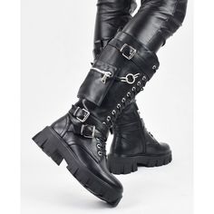 Gothic Punk Platform Boots, High Chunky Platform Boots, Riding Boots, Long Boots, Zipper Boots. PU Leather Boots. Combat Boots, Biker Boots, Punk Boots, Gothic Boots. Black Women's Boots. Looking to make a fashion statement? Then you can't go wrong with these awesome retro, motorcycle boots for women. Get your punk, goth, biker chick, vibe on with our chunky combat military style boots. Made from high quality eco-friendly PU leather that is made to last. These boots can take a few knocks and be