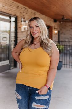 Cathy Basic Reversible Seamless Tank ~ Mustard - ShopBeYouBoutique