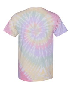 a t - shirt with a tie dye pattern on the front and back, in pastel colors