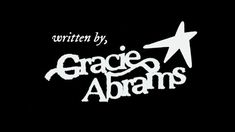 the words grace adams written in white on a black background with an airplane flying over it