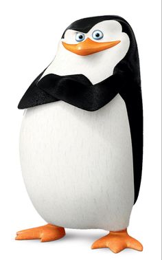 a cartoon penguin wearing a black and white scarf