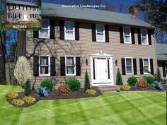 an image of a house with landscaping in the front yard and on the back side