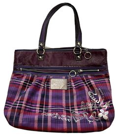 PURPLE COACH POPPY TARTAN GLAM SHOULDER SHOPPING TRAVEL TOTE BAG SILVER 15886 ZIPPED PRE-OWNED COACH MISSING TAG SEE PICS ENLARGE FOR DETAILS USPS NO RETURN Purple Shoulder Bag, Fashionista Outfits, Purple Coach, Purple Tote Bag, Purple Purse, Vintage Tote Bag, Gorgeous Outfits, Fashion Things, Wardrobe Wishlist