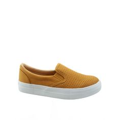 This style runs a little large, please order half size smaller for better fit Round toe silhouettee Canvas, Faux Suede Slip On Form cushioned insole Platform measures approximately 1.25 Size: 7.  Color: Yellow.  Gender: female.  Age Group: adult. Sock Fashion, Cheap Sneakers, Sneakers Looks, Walking Sandals, Casual Flat Shoes, Lacing Sneakers, Wedge Sneakers, Fashion Socks, Fashion Sneakers