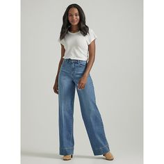 This denim makeover adds a modern twist to the trouser, complete with a high-rise fit, a billowy denim, and extra material below the hem that's the perfect length for your favorite high-heeled boots. Made from a soft cotton blend with just a hint of stretch, they're made to fit your body perfectly from the very first wear. 99% Cotton, 1% Spandex. Elevated Retro Blue. 10 W / 34 Inches (L). Relaxed Fit Jeans With Buttons For Everyday, Everyday Relaxed Fit Jeans With Buttons, Overalls Men, Men Jeans Pants, Jewelry Casual, Mom Of Three, Mens Denim Shorts, Lee Denim, Retro Blue