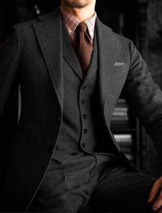 This is a Classy DARK Wool Three piece Suit by crafted from high quality fabric and imported materials. Our products are handcrafted by experienced tail. COAT -  DARK  WOOL WEST -  DARK  WOOL  PANT -DARK   WOOL MULTI SIZE AVAILABLE Black Tweed Suit, Men Suits Black, Sportswear Details, Grey Wool Suit, Tweed Wedding Suits, Dark Suit, Oc Outfits, Winter Suits, Guy Fits