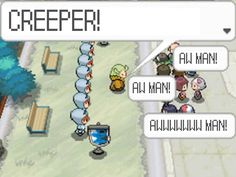 an image of a game screen with the words creeper and all many other characters