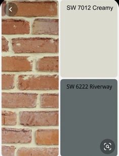 a brick wall that has been painted gray and white with the words swf 1012 creamy