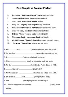 past simple and present perfect worksheet for students to practice their english speaking skills