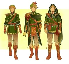 three different types of costumes for men