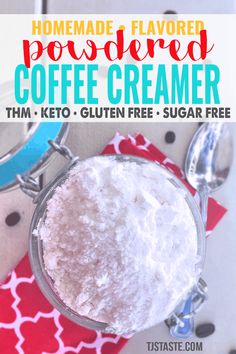 homemade flavored powdered coffee creamer with text overlay