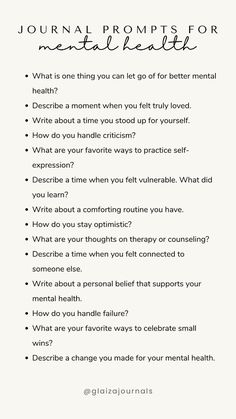 journal prompts focused on mental health to help you reflect, understand, and improve your emotional well-being About Me Journal Prompts, Helpful Tips For Mental Health, Mental Health Topics Ideas, Witchy Journal Prompts, Daily Journal Prompts For Mental Health, How To Journal For Mental Health, Spiritual Journal Ideas, Angel Tips, Group Worksheets