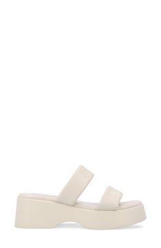 A double-strap slide sandal crafted from soft faux leather features a foam-cushioned footbed lifted by a chunky platform sole. 2 1/4" heel; 1 1/4" platform Tru Comfort foam footbed Synthetic upper, lining and sole Imported Platform Slides, Chunky Platform, Foam Cushions, Journee Collection, Slide Sandals, Womens Sandals, Faux Leather, Nordstrom, Sandals