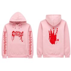 Features Material: 65% Cotton / 35% Polyester Fabric features: Lightweight, thickness, soft, comfortable and good air permeability. Style: Long sleeve hoodie Design: Revenge printed in the front and XXXTENTACION on each sleeve Care Instructions: Machine/Hand wash Occasion: Casual wear, outdoor wear, sports wear. Size Chart Size Length Bust S 26.38'' 38.58'' M 27.17'' 40.94'' L 27.95'' 43.31'' XL 28.74'' 45.67'' XXL 29.53'' 48.03'' XXXL 30.31'' 50.39'' Note: Manual Measurement, ±0.8'' error is no Trendy Red Hoodie With Letter Print, Red Long Sleeve Hoodie For Streetwear, Spring Red Letter Print Hoodie, Red Band Merch Sweatshirt For Streetwear, Red Graphic Print Long Sleeve Hoodie, Red Stretch Hoodie With Hood, Red Stretch Hoodie, Red Stretch Hooded Hoodie, Red Stretch Hooded Sweatshirt