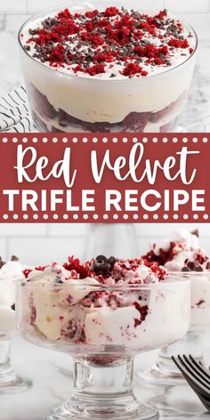 red velvet trifle recipe with text overlay