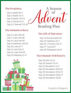 a christmas reading plan with presents on it and the words,'a season of advente