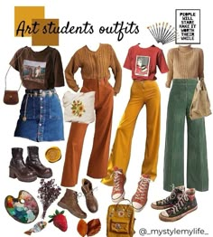 Art Student Outfit, 70s Inspired Outfits, Mode Hippie, 70s Inspired Fashion, 70s Outfits, Art Student, Art Students, Wardrobe Tips, Outfits Chic