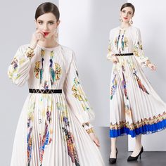 Product information: Skirt type: pleated skirt Color: 9461 Blue, 9462 Black, 9463 picture color, 9464 picture color, 9465 picture color Sleeve type: Lantern sleeve Waist type: wide waist Style type: Art retro Note: 1. Asian sizes are 1 to 2 sizes smaller than European and American people. Choose the larger size if your size between two sizes. Please allow 2-3cm differences due to manual measurement. 2. Please check the size chart carefully before you buy the item, if you don't know how to choose size, please contact our customer service. 3.As you know, the different computers display colors differently, the color of the actual item may vary slightly from the following images. Packing list: Dress * 1 Product Image: