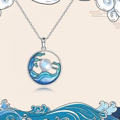 Comfortable, One of Kind. Necklaces online shop,|Vintage|Necklaces|S925 Silver|Female|Blue Sea Necklace, Ocean Necklace, Wave Necklace, Art Jewelry Design, Necklace Online, Moon Jewelry, Accessories Jewelry Necklace, Moonstone Pendant, Beach Jewelry