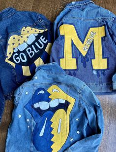 Amazing custom made hand painted jackets. College bound , names, baby gifts etc.  S ; M; L Customizable Blue Denim Jacket, Hand Painted Blue Cotton Denim Jacket, Customizable Blue Denim Jacket With Long Sleeves, Casual Blue Denim Jacket With Custom Artwork, Casual Customizable Blue Outerwear, Hand Painted Blue Cotton Outerwear, Hand-painted Blue Denim Jacket, Blue Hand Painted Denim Jacket, Hand Painted Blue Outerwear For Streetwear