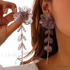 Lasaky - Fun and Feminine Scallop Flower Tassel Earrings for Any Occasion Earrings Y2k, Gray Earrings, Y2k Jewelry, Orange Earrings, Acrylic Flowers, Long Pendant, Colorful Boho, Blue Earrings, Flower Necklace