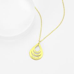 For a unique piece of jewelry, the Engravable Drop Shaped Necklace is a fantastic choice. From an adjustable chain hangs a pendant that is composed of three drop shaped that fit within one another. The chain can be worn at four lengths, 15 in (37.5 cm), 15.8 in (40 cm), 16.5 in (42.5 cm) and 17.7 in (45 cm), making it quite the versatile style that will work with a variety of necklines. Each disc can be engraved with whatever you wish. It's great for families, important dates, and short messages Hypoallergenic Teardrop Pendant Jewelry, Hypoallergenic Metal Teardrop Pendant Jewelry, Adjustable Teardrop Pendant Charm Necklace, Personalized Silver Teardrop Jewelry, Sterling Silver Teardrop Drop Necklace With Adjustable Chain, Teardrop Metal Drop Necklace For Gift, Metal Teardrop Drop Necklace As A Gift, Metal Teardrop Drop Necklace For Gift, Personalized Silver Teardrop Necklace