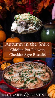 an autumn in the shire chicken pot pie with cheddar sage biscuits