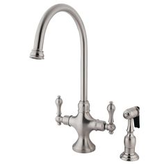 a faucet with two handles and nozzles