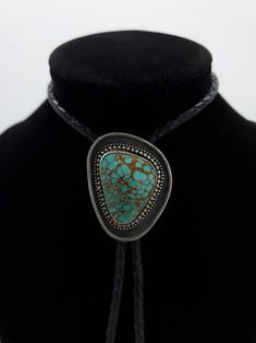 Number 8 Mine Turquoise Bolo Tie B018 - Etsy Thailand Classic Round Turquoise Jewelry, Artisan Turquoise Jewelry For Formal Occasions, Turquoise Concho Ring For Gift, Turquoise Concho Ring As Gift, Turquoise Concho Ring As A Gift, Classic Adjustable Jewelry With Large Stone, Formal Turquoise Engraved Jewelry, Artisan Turquoise Concho Necklace Gift, Collectible Turquoise Jewelry With Patina