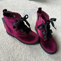 Cat & Jack Boots Red Velvet Size 12 Nwt We Are Definitely Trying To Size Up On These If Anyone Has Them Cat And Jack Shoes, Red Velvet Boots, Velvet Boots, Cat And Jack, Cat & Jack, Red Velvet, Kids Shoes, Black Red, Shoe Boots