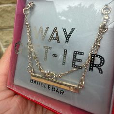 New, Never Taken Out Of Original Packaging. Baublebar, Yellow Gold, Metal Bar With The Letter “E” Engraved On It. Purchased From Nordstrom. Initial E, Letter E, Metal Bar, Personalized Initials, Bar Necklace, Womens Jewelry Necklace, Gold Metal, Initials, Nordstrom