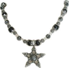 Gothic Silver Jewelry With Star Charm, Gothic Black Star Necklace, Black Gothic Star Necklace, Gothic Star-shaped Jewelry For Festivals, Silver Necklaces With Star Charm And Round Beads, Silver Necklace With Star Charm And Round Beads, Gothic Silver Beaded Necklace Perfect For Gifts, Gothic Silver Beaded Necklaces With Black Beads, Silver Gothic Beaded Necklace As Gift