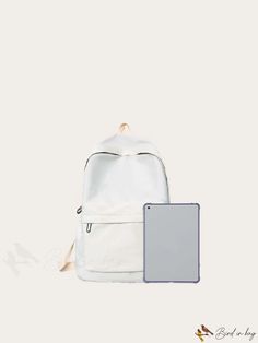 BirdinBag - Versatile School and College Backpack - Sleek and Functional Solid Color Portable Backpack, Portable School Backpack With Pouch Design, Portable School Backpack Pouch, Casual White Backpack With Removable Pouch, Portable Backpack For Everyday Use, Portable Solid Backpack For Everyday Use, Casual School Backpack In Pouch Shape, Casual Pouch Backpack For School, Casual School Backpack Pouch