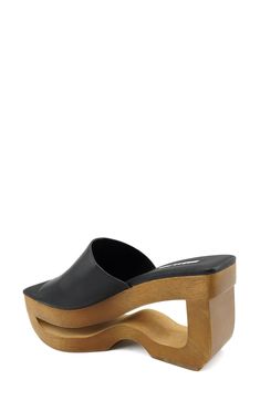 A woodgrain platform with a cutout detail puts an eye-catching spin on this outfit-elevating sandal. 3 1/4" heel; 2" platform Cushioned footbed Leather upper, lining and sole Imported Sandal Women, Platform Sandals, Womens Sandals, Leather Upper, Black Leather, Nordstrom, Sandals, Heels, Leather