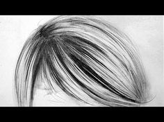 a black and white drawing of a woman's hair