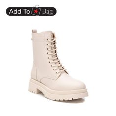 in stock Trendy Beige High Ankle Lace-up Boots, Casual Beige Synthetic Boots, Spring Beige Lace-up Combat Boots, Beige Lace-up Combat Boots For Spring, Trendy Beige Ankle-high Combat Boots, Beige High Ankle Combat Boots For Spring, Beige Leather Combat Boots For Spring, Beige Synthetic Ankle Boots, Beige Ankle-high Lace-up Boots For Spring