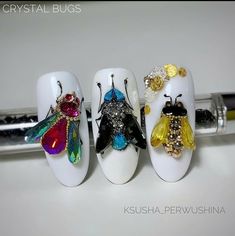 Gem Nail Designs, Diy Rhinestone Nails, Ladybug Nails, Nail Art Printer, Mickey Nails, Diamond Nail Art, Natural Nail Designs, Animal Nail Art, Nail Jewels