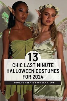 two women dressed in costumes with the words 13 chic last minute halloween costumes for 2014