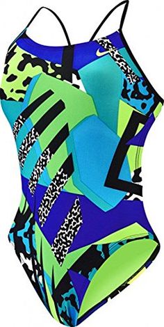 Image of Nike NESS7041 Womens Cut-Out Tank , Chlorine Blue - 28 Tank Swimsuit, Nike Retro, Cut Out Swimsuits, Top Fashion Brands, Bold Prints, Best Love, Shop Top, Fashion Brands