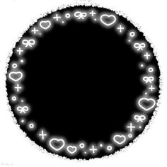 a circle with hearts and crosses drawn on it