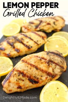 lemon pepper grilled chicken on a cutting board