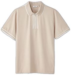 Cream Polo Shirt For Summer, Cream Cotton Polo Shirt, Classic Beige Polo Shirt For Summer, Classic Summer Polo Collar T-shirt, Classic Beige Summer Polo Shirt, Casual Beige Collared T-shirt, Casual Beige Polo Shirt For Summer, Beige Collared Cotton T-shirt, Beige Collared Polo Shirt For Summer