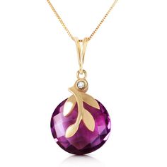 5.32 Carat 14K Solid Yellow Gold Necklace Checkerboard Cut Purple Amethyst Diamo Solid Gold Necklace, Purple Necklace, Olive Leaf, 14k Gold Necklace, White Gold Necklaces, Amethyst Purple, Amethyst Necklace, Rose Gold Necklace, Exquisite Jewelry