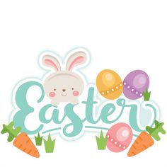 an easter bunny and carrots with the word'easter'in front of it