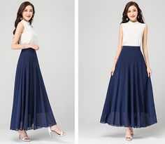 * A long skirt with fixed waist and side zipper. * A-line shape and wide hem, can make you look more taller and slimmer. * Made of pearl chiffon and fully lined. * Can custom make waist size and skirt length. * Material: 100% polyester * Size: True to US size, US 0-US 20 are available, you can let us know your usual size and height in your order. * Shipping: Free shipping Processing time : 5-7 Business days Delivery time : 7-20 Business days Tracking number available If you need rush order or ex Chic A-line Maxi Skirt, Chic Non-stretch Maxi Length Skirt, White Chiffon Flared Skirt, Elegant A-line Maxi Skirt For Summer, Chic Non-stretch Full Maxi Skirt, White Chiffon Maxi Skirt, Chic A-line Non-stretch Maxi Skirt, Non-stretch Pleated Full Maxi Skirt, Chic Non-stretch A-line Maxi Skirt