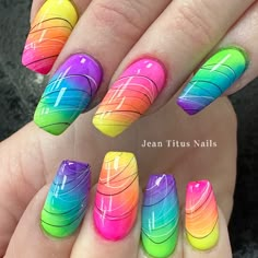 Neon ombre nails summer nails summertime summer inspo vacation nails Paris Nails, Unghie Sfumate, Nails Summer Nails, Nail Trend, Fancy Nails Designs