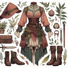 Garden Witch, Ren Faire Outfits, Forest Witch, Fair Outfits, Clothing Design Sketches, Dress Design Sketches, Fantasy Gowns, Witch Costume, Fantasy Costumes