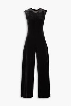 Velvet Jumpsuit, Loungewear Luxury, Blouse Pants, White Jumpsuit, Norma Kamali, Long Sleeve Jumpsuit, Long Jumpsuits, Stretch Velvet, Knitwear Design