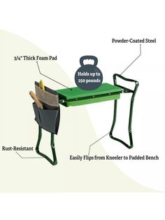 an image of a folding table and chair with instructions on how to fold the seat