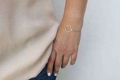 Square bracelet  Gold bracelet Simple bracelet by HLcollection Elegant Square Adjustable Bracelets, Square Minimalist Jewelry For Everyday, Elegant Square Everyday Jewelry, Square Bracelets For Gift, Minimalist Rectangular Gold Bracelet As Gift, Rectangular Minimalist Bracelet As Gift, Minimalist Rectangular Bracelets As Gifts, Minimalist Rectangular Bracelet Gift, Adjustable Square Gold Bracelet